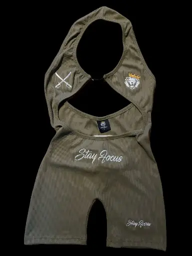 summer romper Warriors with straps , Khaki color